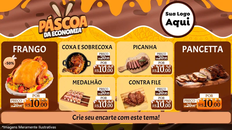 Modelo de TV para TV Horizontal com o tema Páscoa da Economia para Assados