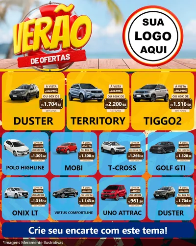 Modelo de Rede Social para Feed Instagram com o tema Verão de Ofertas para Concessionaria de Carros