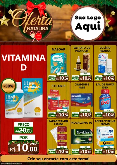 Modelo de Encarte para Encarte A4 Vertical com o tema Ofertas Natalina para Farmácia