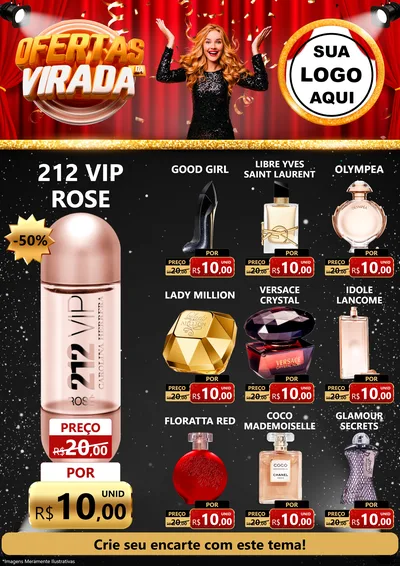 Modelo de Encarte para Encarte A4 Vertical com o tema Ofertas da Virada para Perfumes