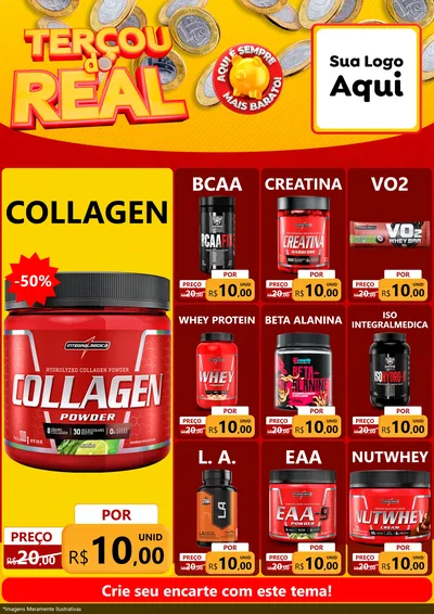 Modelo de Encarte para Encarte A4 Vertical com o tema Terçou do Real para Suplementos alimentares