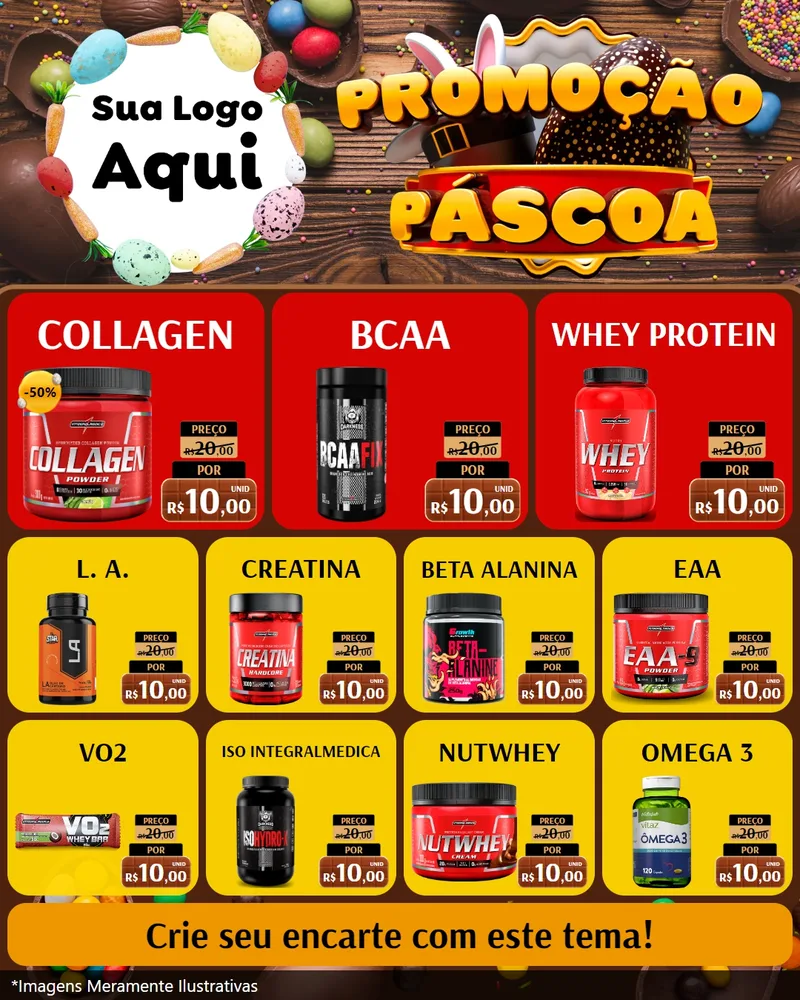 Modelo de Rede Social para Feed Instagram com o tema Promoção Páscoa para Suplementos alimentares
