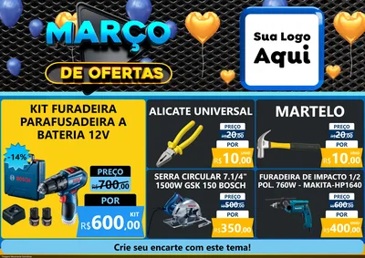 Modelo de Encarte para Encarte A4 Horizontal com o tema Março de Ofertas para Maquinas e Ferramentas