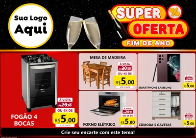 Modelo de Encarte para Encarte A4 Horizontal com o tema Super Oferta Fim de Ano para Móveis e Eletro
