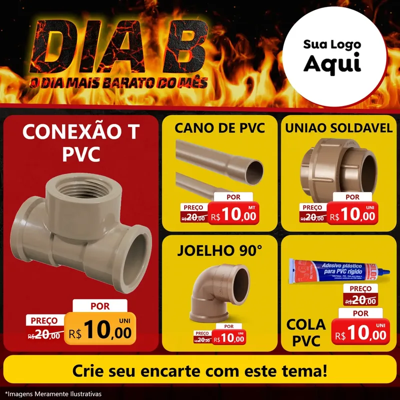 Modelo de Rede Social para Feed Facebook com o tema Dia B para Tubos e conexões