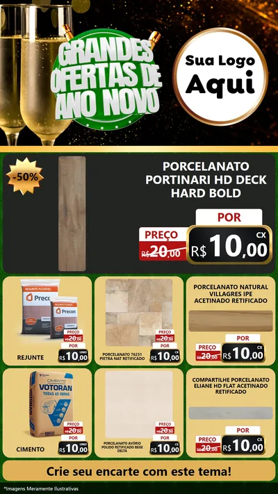 Modelo de Rede Social para Stories com o tema Grandes Ofertas de Ano Novo para Pisos e revestimentos