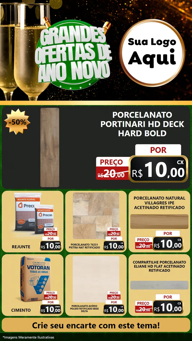 Modelo de Rede Social para Stories com o tema Grandes Ofertas de Ano Novo para Pisos e revestimentos