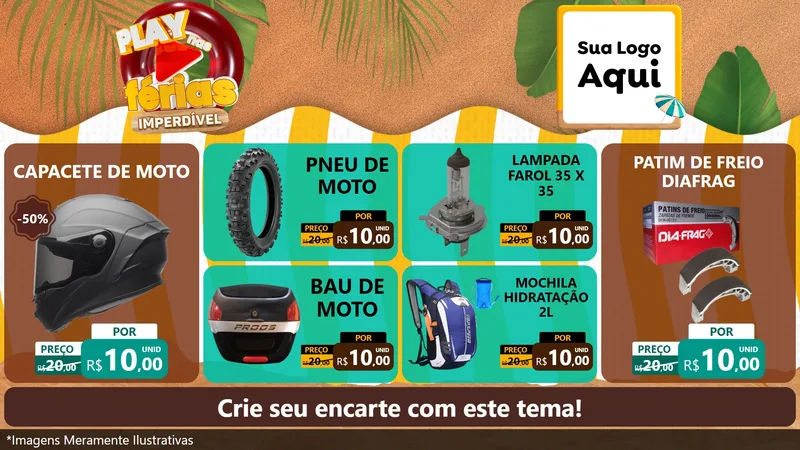 Modelo de TV para TV Horizontal com o tema Play Nas Férias Imperdível para Moto peças