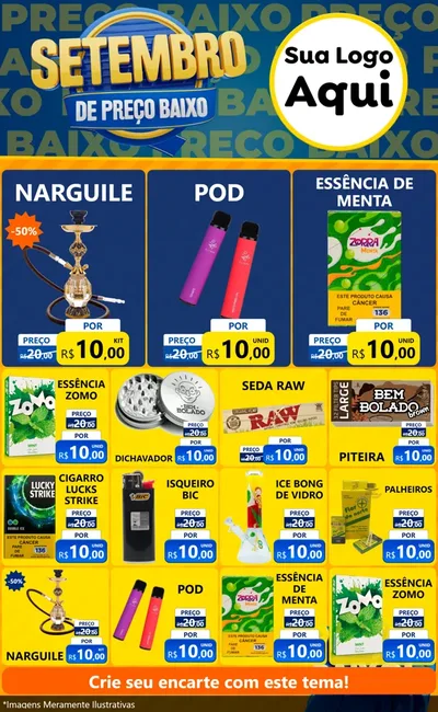 Modelo de Encarte para Encarte Grande com o tema Setembro De Preço Baixo para Tabacaria