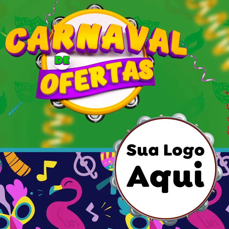 Modelo de Rede Social para Feed Facebook com o tema Carnaval de Ofertas para Supermercado