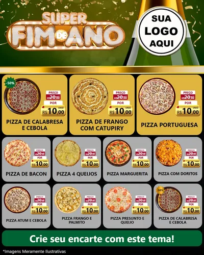 Modelo de Rede Social para Feed Instagram com o tema Super Fim de Ano para Pizzaria