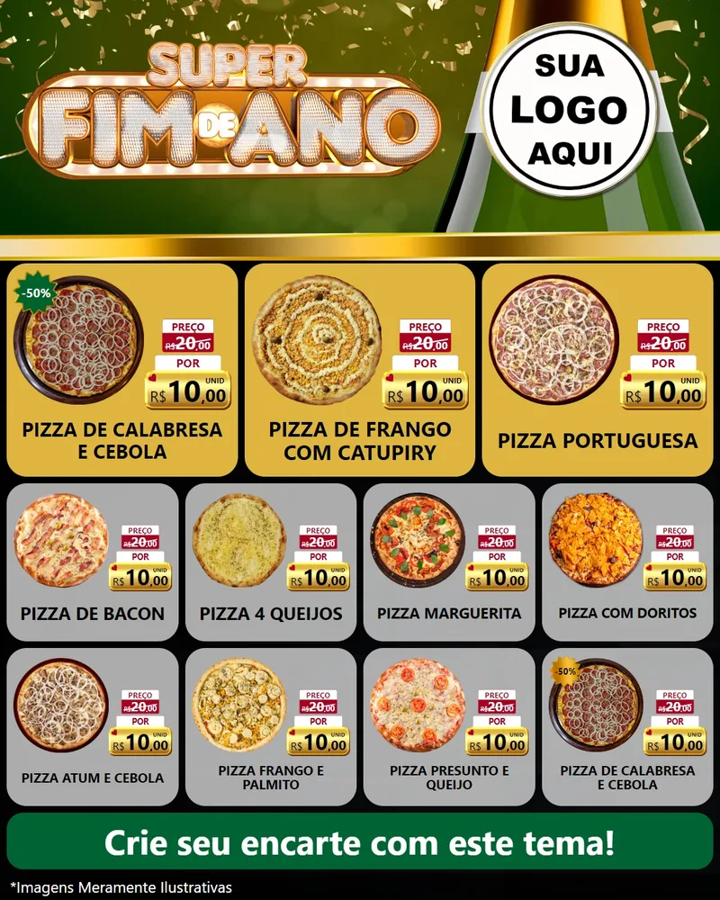 Modelo de Rede Social para Feed Instagram com o tema Super Fim de Ano para Pizzaria