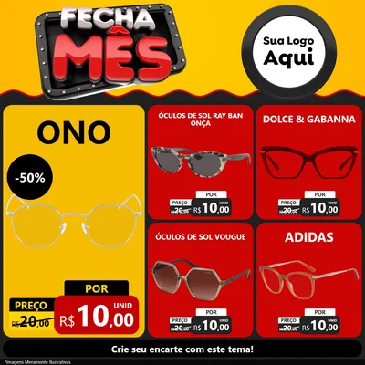 Modelo de Rede Social para Feed Facebook com o tema Fecha Mês para Óticas