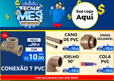 Modelo de Encarte para Encarte A4 Horizontal com o tema Operação Fecha Mês Setembro para Tubos e conexões