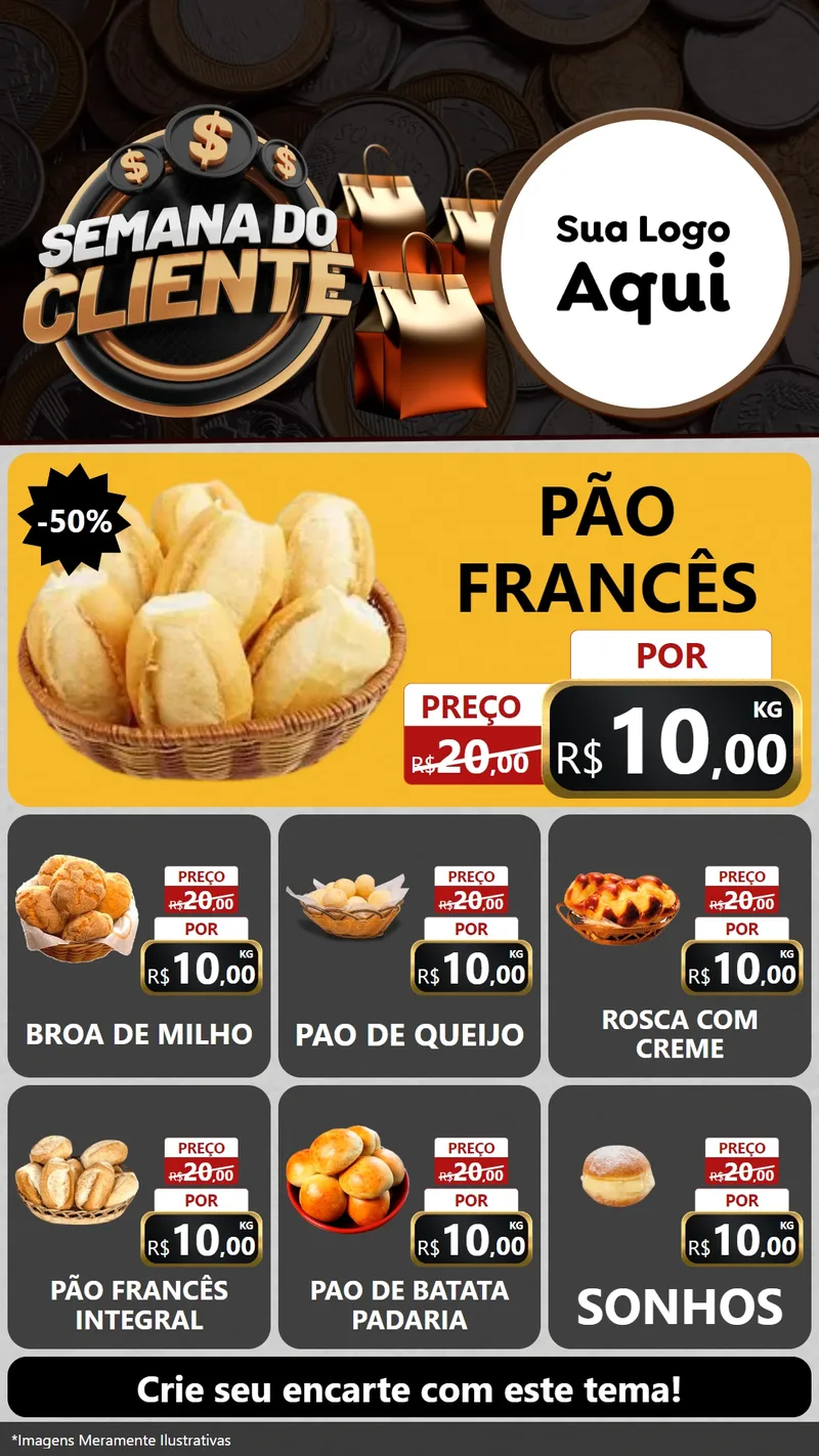 Modelo de Rede Social para Stories com o tema Semana do Cliente para Padaria