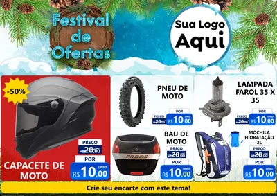 Modelo de Encarte para Encarte A4 Horizontal com o tema Festival de Ofertas - Inverno para Moto peças