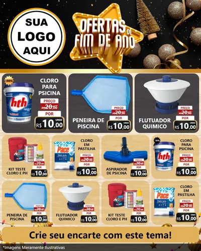 Modelo de Rede Social para Feed Instagram com o tema Ofertas de Fim de Ano para Produtos para Piscina