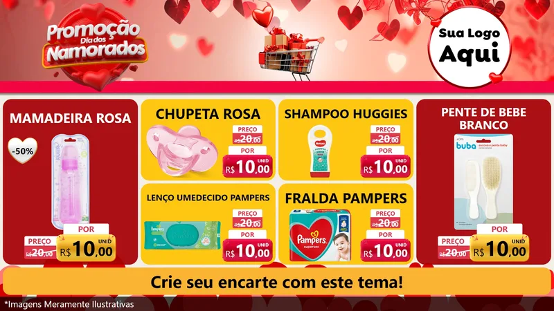 Modelo de TV para TV Horizontal com o tema Promoção Dia dos Namorados para Bebês