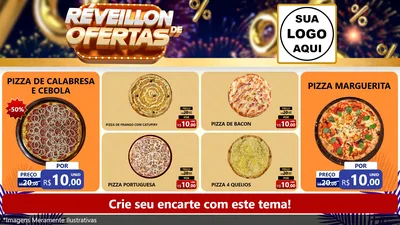 Modelo de TV para TV Horizontal com o tema Réveillon de Ofertas para Pizzaria