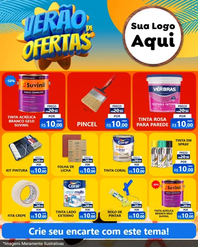 Modelo de Rede Social para Feed Instagram com o tema Verão de Ofertas para Tintas e Ferramentas