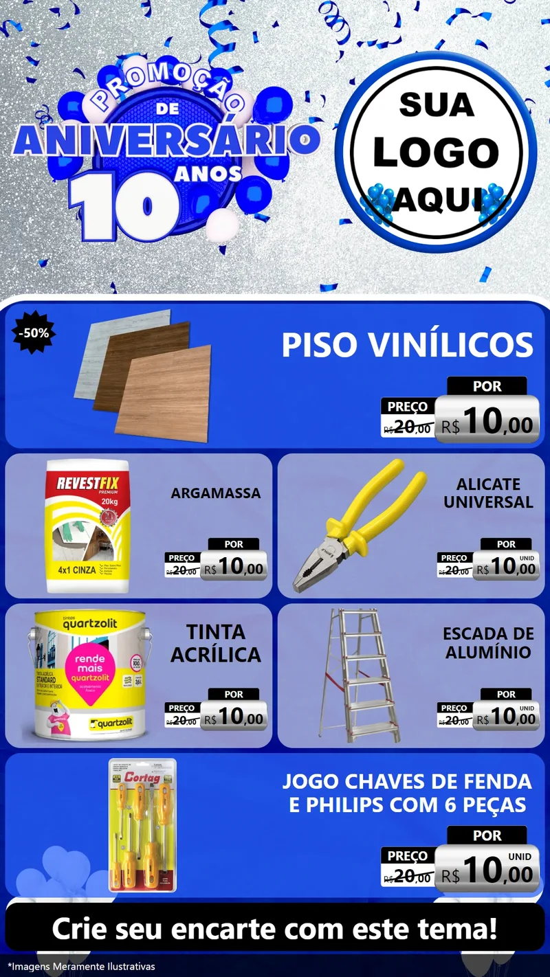 Modelo de TV para TV Vertical com o tema Promoção de Aniversário - 10 Anos para Material para Construção