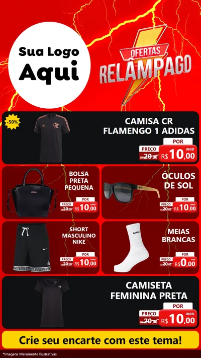 Modelo de TV para TV Vertical com o tema Ofertas Relâmpago para Roupas e acessórios