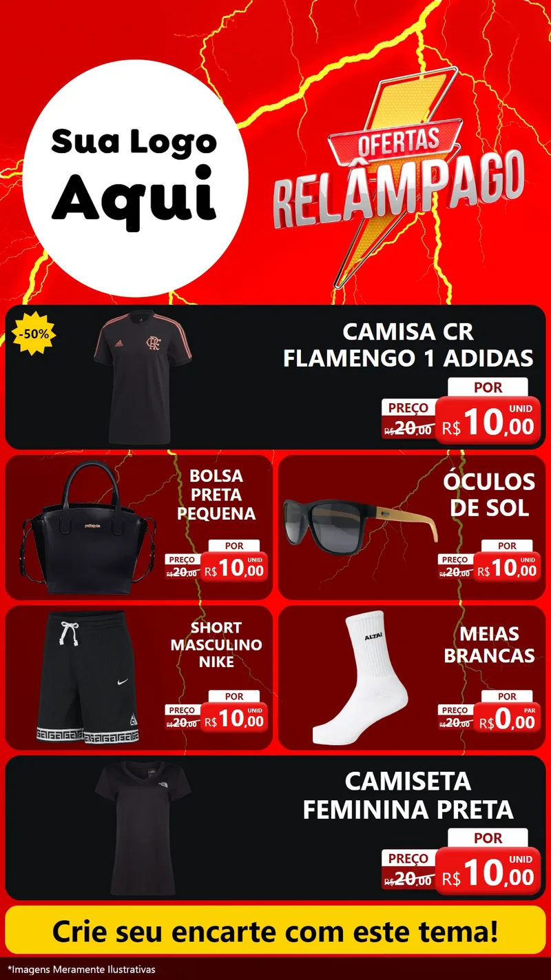 Modelo de TV para TV Vertical com o tema Ofertas Relâmpago para Roupas e acessórios