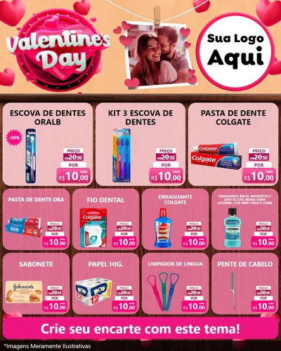 Modelo de Rede Social para Feed Instagram com o tema Valentine's Day para Higiene Pessoal