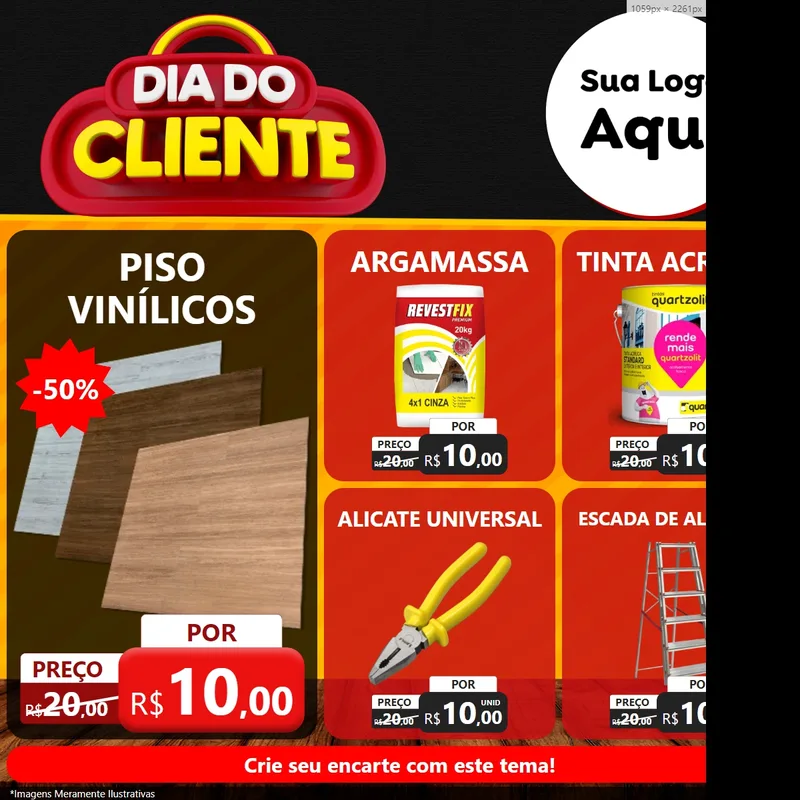 Modelo de Rede Social para Feed Facebook com o tema Dia do Cliente para Material para Construção