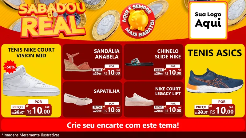 Modelo de TV para TV Horizontal com o tema Sabadou do Real para Calçados