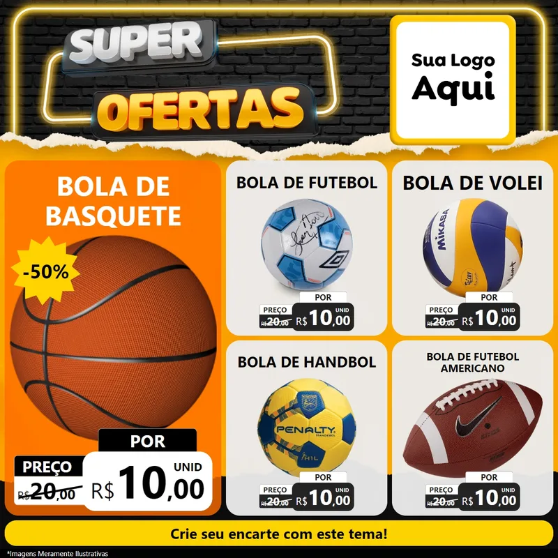 Modelo de Rede Social para Feed Facebook com o tema Super Ofertas para Artigos Esportivos