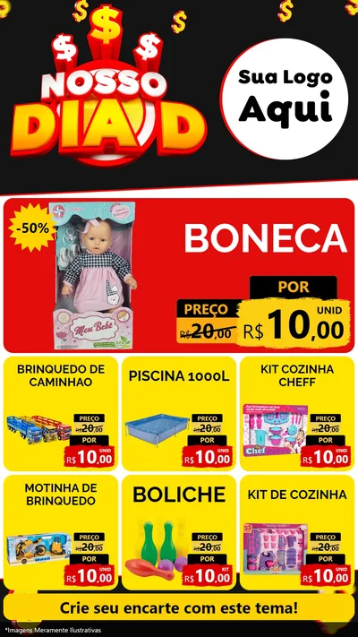 Modelo de Rede Social para Stories com o tema Nosso Dia D para Brinquedos