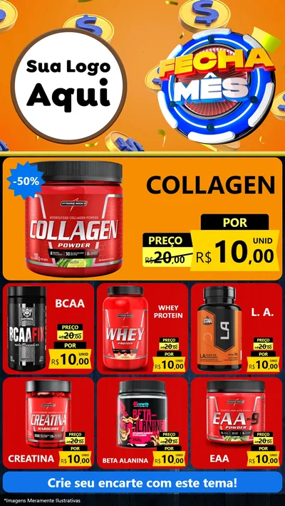 Modelo de Rede Social para Stories com o tema Fecha Mês para Suplementos alimentares