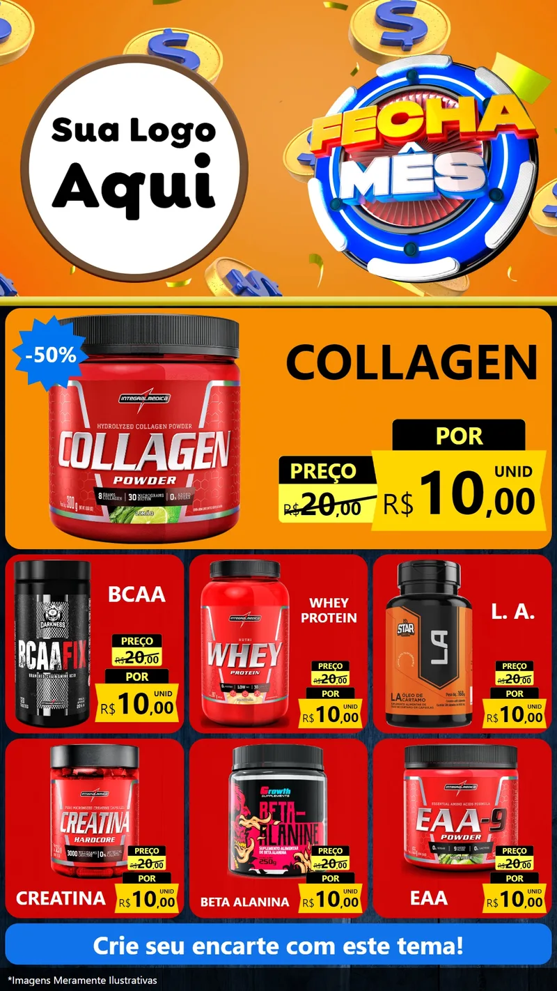 Modelo de Rede Social para Stories com o tema Fecha Mês para Suplementos alimentares
