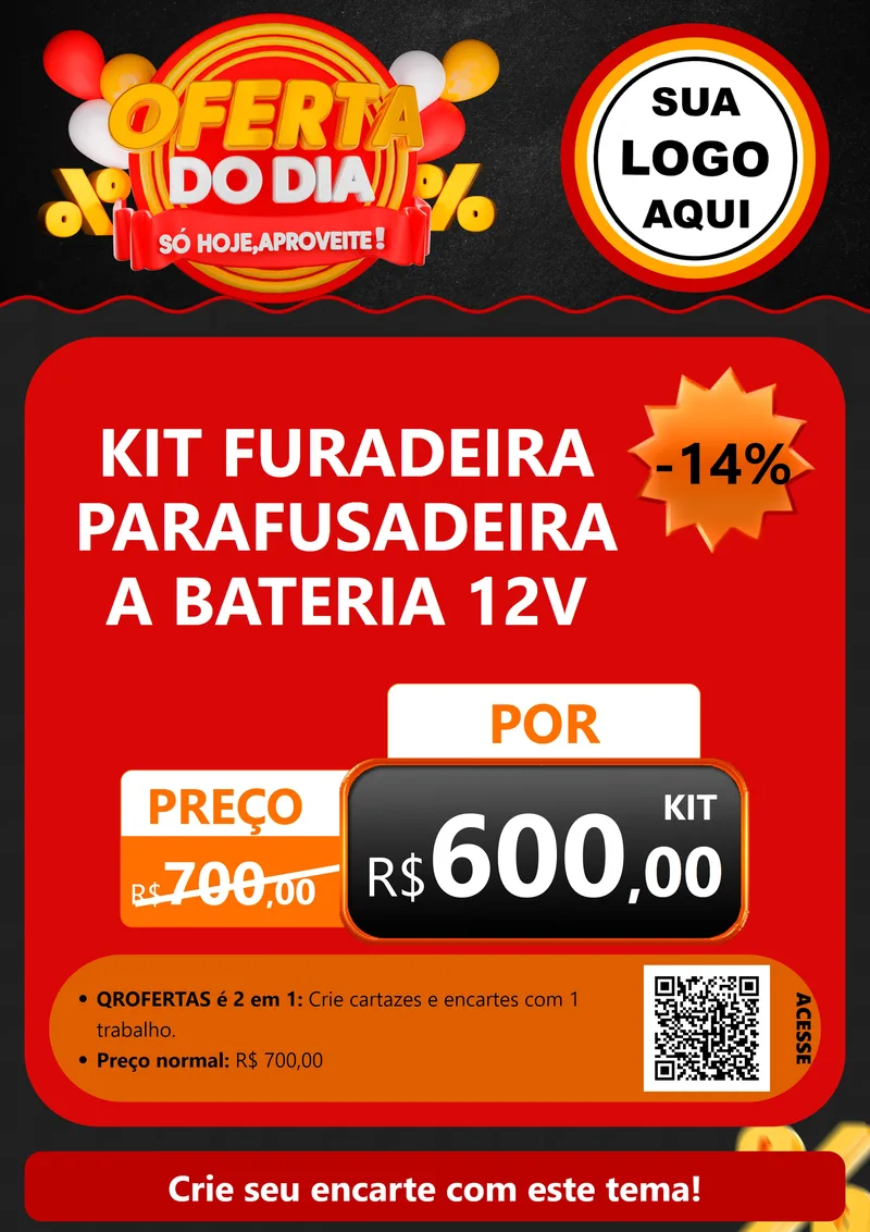 Modelo de Cartaz para Cartaz A4 Vertical com o tema Oferta do Dia - Só hoje, Aproveite! para Maquinas e Ferramentas