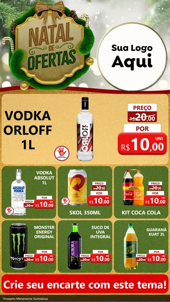 Modelo de Rede Social para Stories com o tema Ofertas de Natal para Distribuidora de bebidas