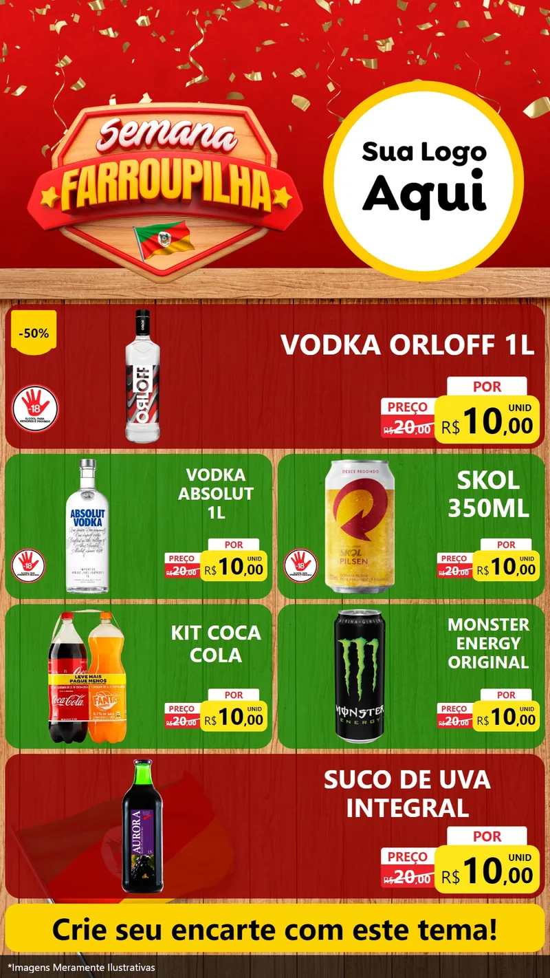 Modelo de TV para TV Vertical com o tema Semana Farroupilha para Distribuidora de bebidas