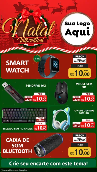 Modelo de TV para TV Vertical com o tema Natal Imperdível para Informática