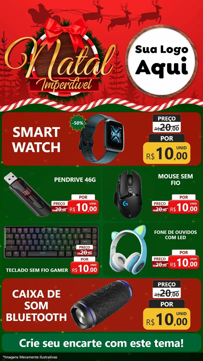Modelo de TV para TV Vertical com o tema Natal Imperdível para Informática