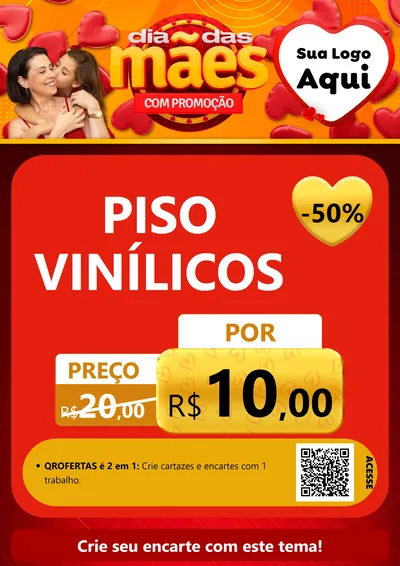 Modelo de Cartaz para Cartaz A4 Vertical com o tema Dia das Mães com Promoção para Material para Construção