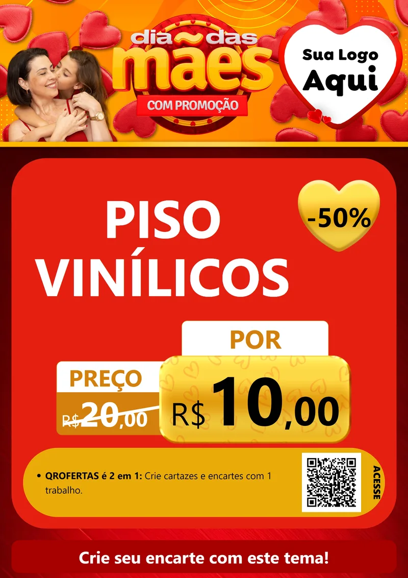 Modelo de Cartaz para Cartaz A4 Vertical com o tema Dia das Mães com Promoção para Material para Construção
