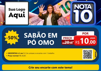 Modelo de Cartaz para Cartaz A4 Horizontal com o tema Nota 10 para Produtos de Limpeza