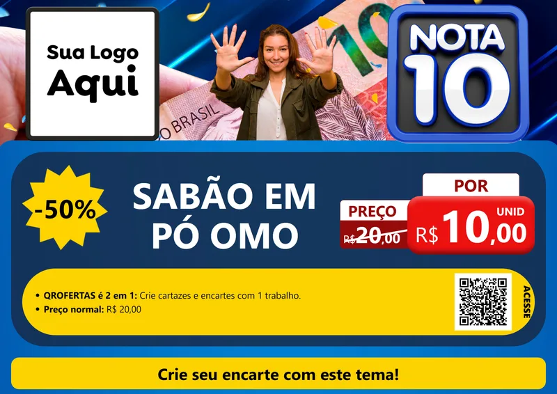 Modelo de Cartaz para Cartaz A4 Horizontal com o tema Nota 10 para Produtos de Limpeza
