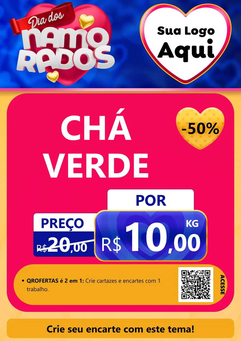 Modelo de Cartaz para Cartaz A4 Vertical com o tema Dia dos namorados para Produtos Naturais