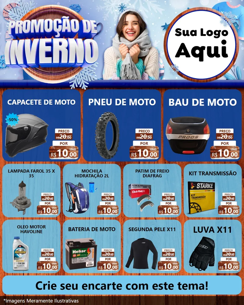 Modelo de Rede Social para Feed Instagram com o tema Promoção de Inverno para Moto peças