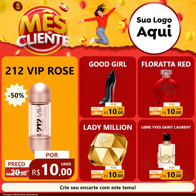 Modelo de Rede Social para Feed Facebook com o tema Mês do Cliente para Perfumes