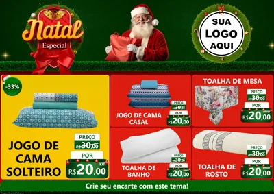 Modelo de Encarte para Encarte A4 Horizontal com o tema Natal Especial para Cama, Mesa e Banho