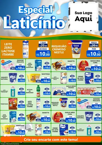 Modelo de Encarte para Encarte A4 Vertical com o tema Especial Laticínio para Frios e Laticínios