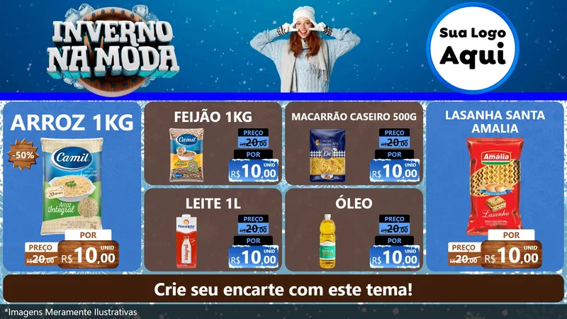 Modelo de TV para TV Horizontal com o tema Inverno na Moda para Supermercado