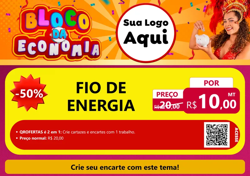 Modelo de Cartaz para Cartaz A4 Horizontal com o tema Bloco da Economia para Materiais Elétricos